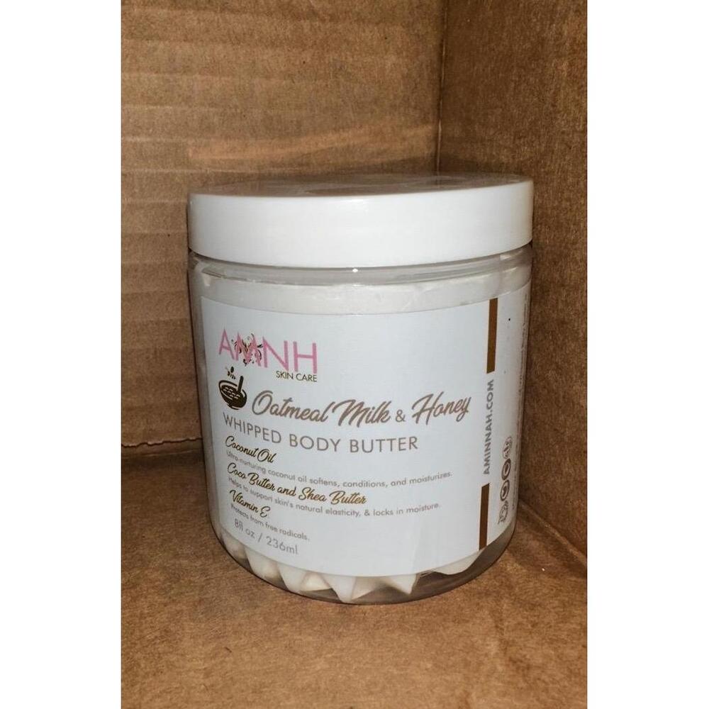 Aminnah AMNH Skin Care Oatmeal Milk Honey Whipped Body Butter Coconut Shea
